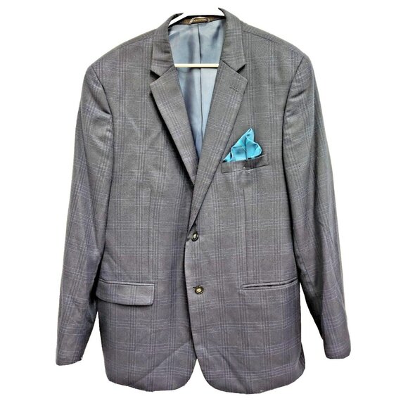 Greg Norman For Tasso Elba Mens Sport Coat Large 46 Gray Striped Jacket